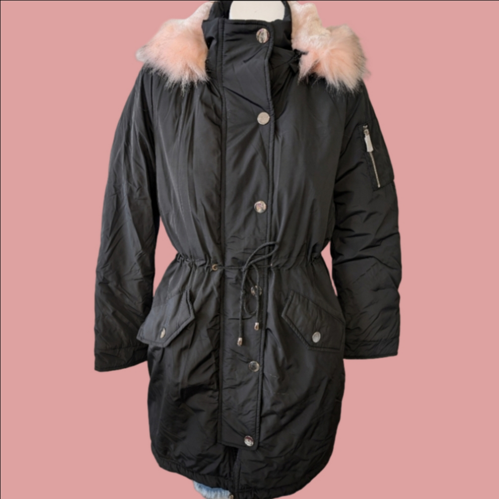 Utility Jacket  Pink Fur Lining and Pink Fur Hood. Size M NWT